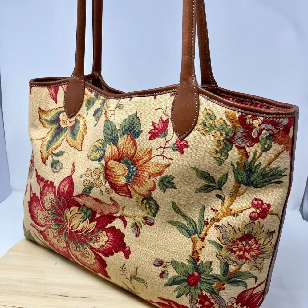 Talbots Floral Canvas Tote & Wristlet Set